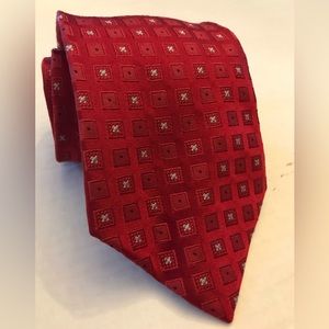 VTG BLOOMINGDALES  JOSEPH & LYMAN RED SQUARE BLOCK TIE 100% SILK - 60"L  3.75 W